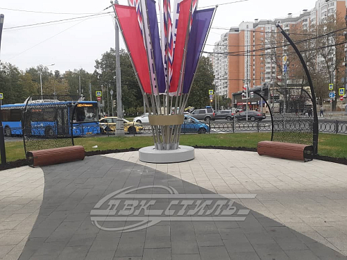 Скамейка стальная с навесом «Волна».  �5